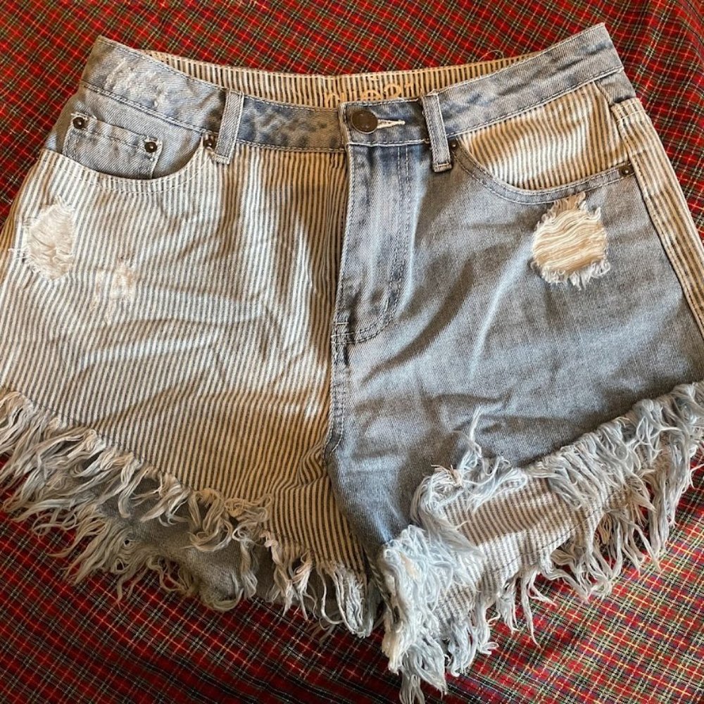 Jean Shorts with Stripes